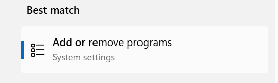 Start menu screenshot